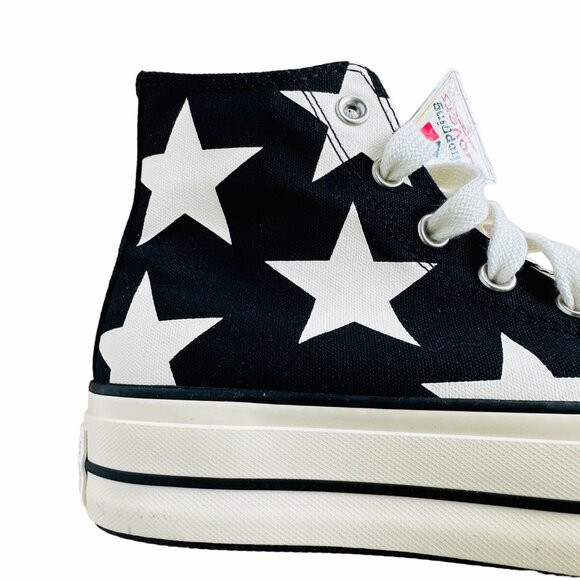 ⭐Converse Women Shoes Sz 9 Ctas Lift Platform Hi Large Stars Black A09903C NEW - Picture 10 of 11